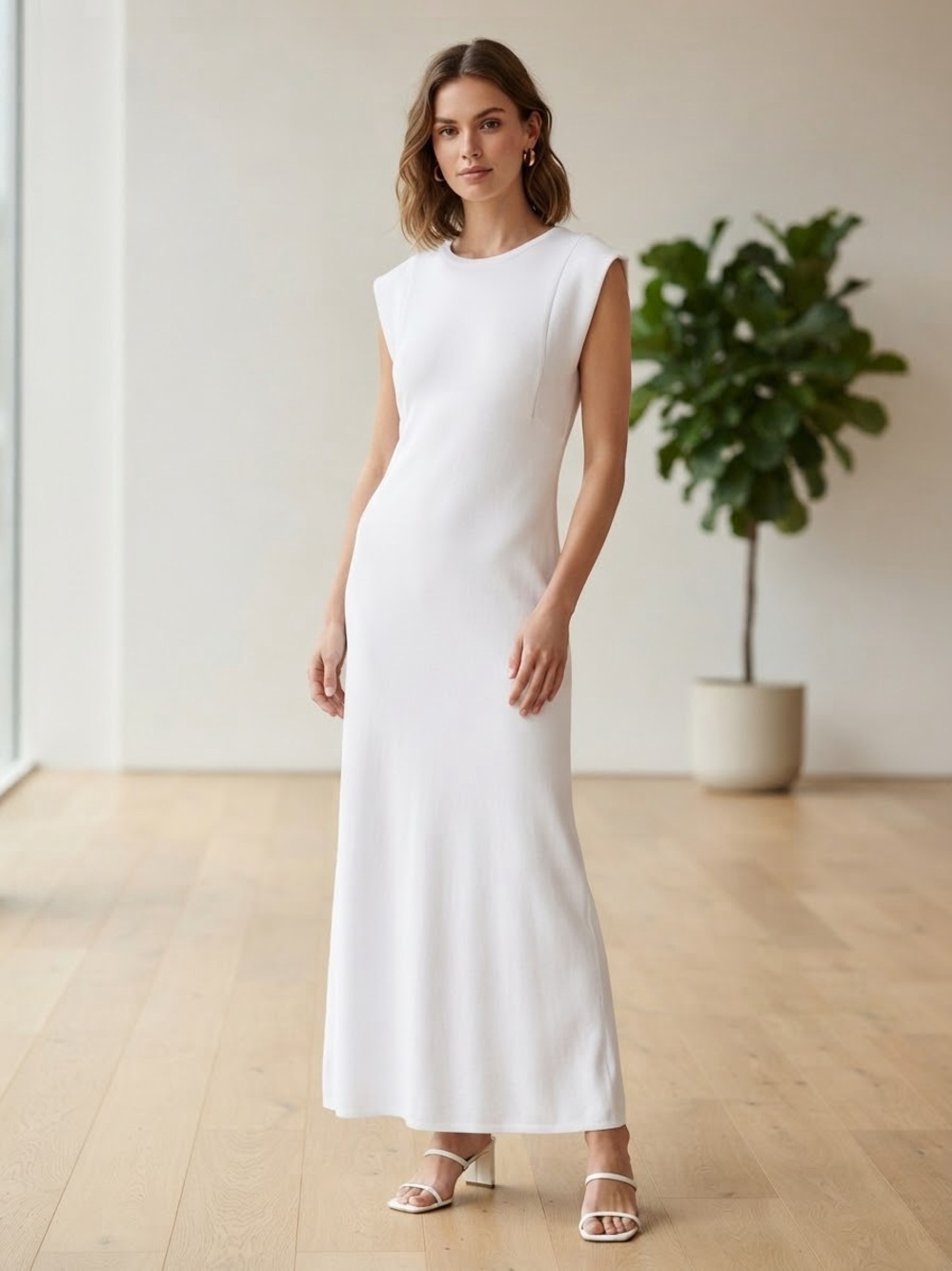 Zara White Sleeveless Maxi Dress